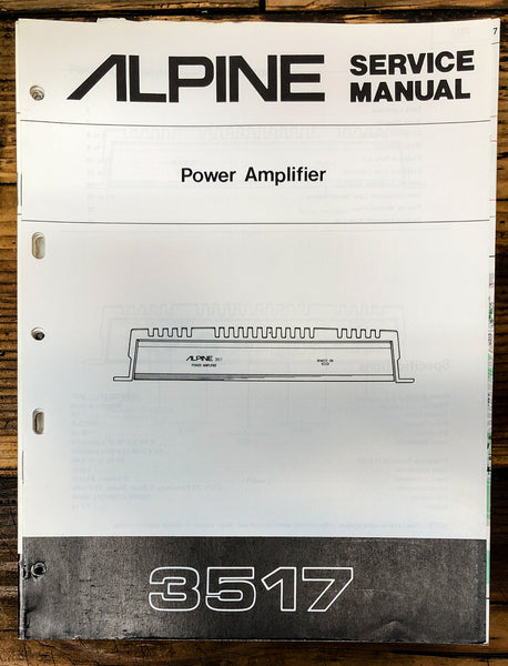 Alpine Model 3517 Power Amplifier  Service Manual *Original*