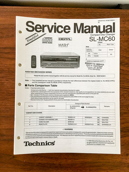 Panasonic SL-MC60 CD Player Service Manual *Original*
