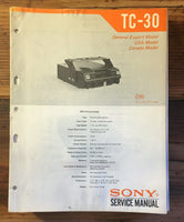 Sony TC-30 Tape Player Service Manual *Original*