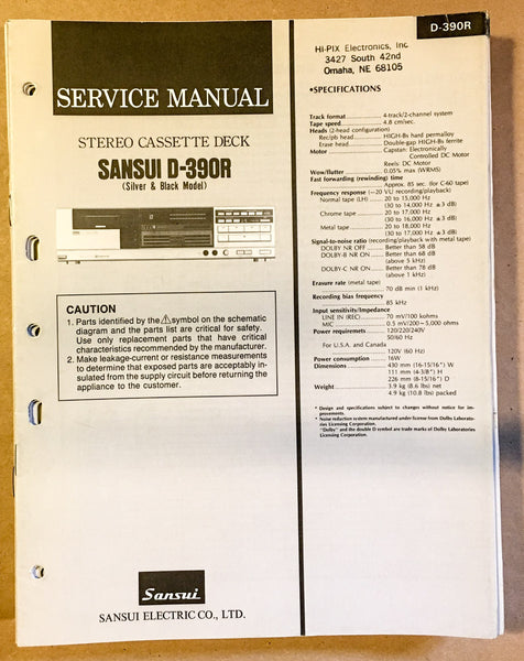 Sansui D-390R Cassette / Tape Player Service Manual *Original* #2