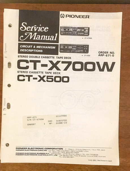 Pioneer CT-X500 X700W Cassette Deck  Service Manual *Original*