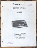 Electra Bearcat 220 BC-220 Radio / Scanner  Service Manual *Original*