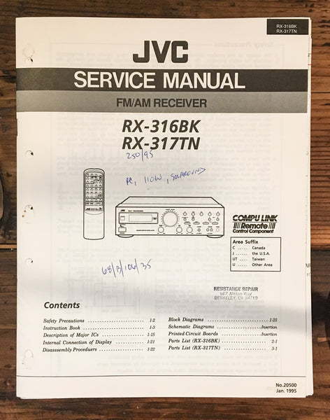 JVC RX-316 RX-317 BK TN Receiver Service Manual *Original*