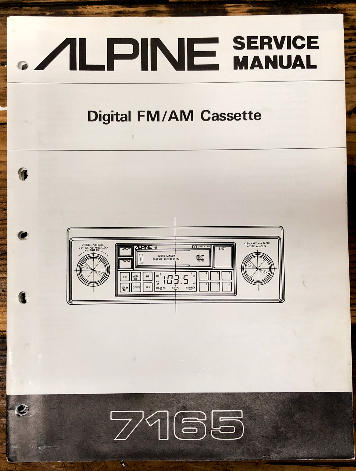 Alpine Model 7165 Car Stereo  Service Manual *Original*