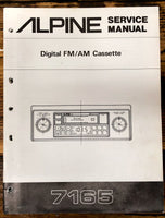 Alpine Model 7165 Car Stereo  Service Manual *Original*