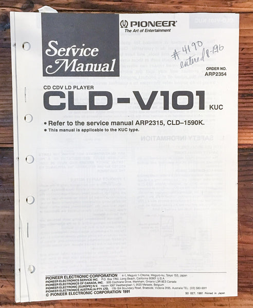 Pioneer CLD-V101 CD CDV LD Player  Service Manual *Original*