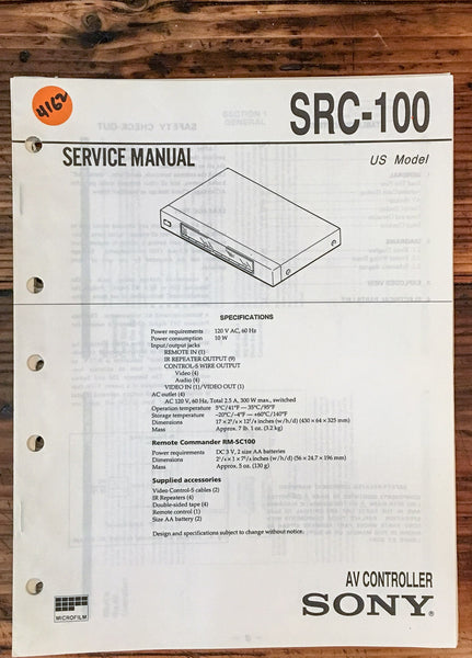 Sony SRC-100 AV Controller  Service Manual *Original*