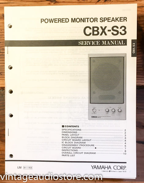Yamaha CBX-S3 Speaker  Service Manual *Original*