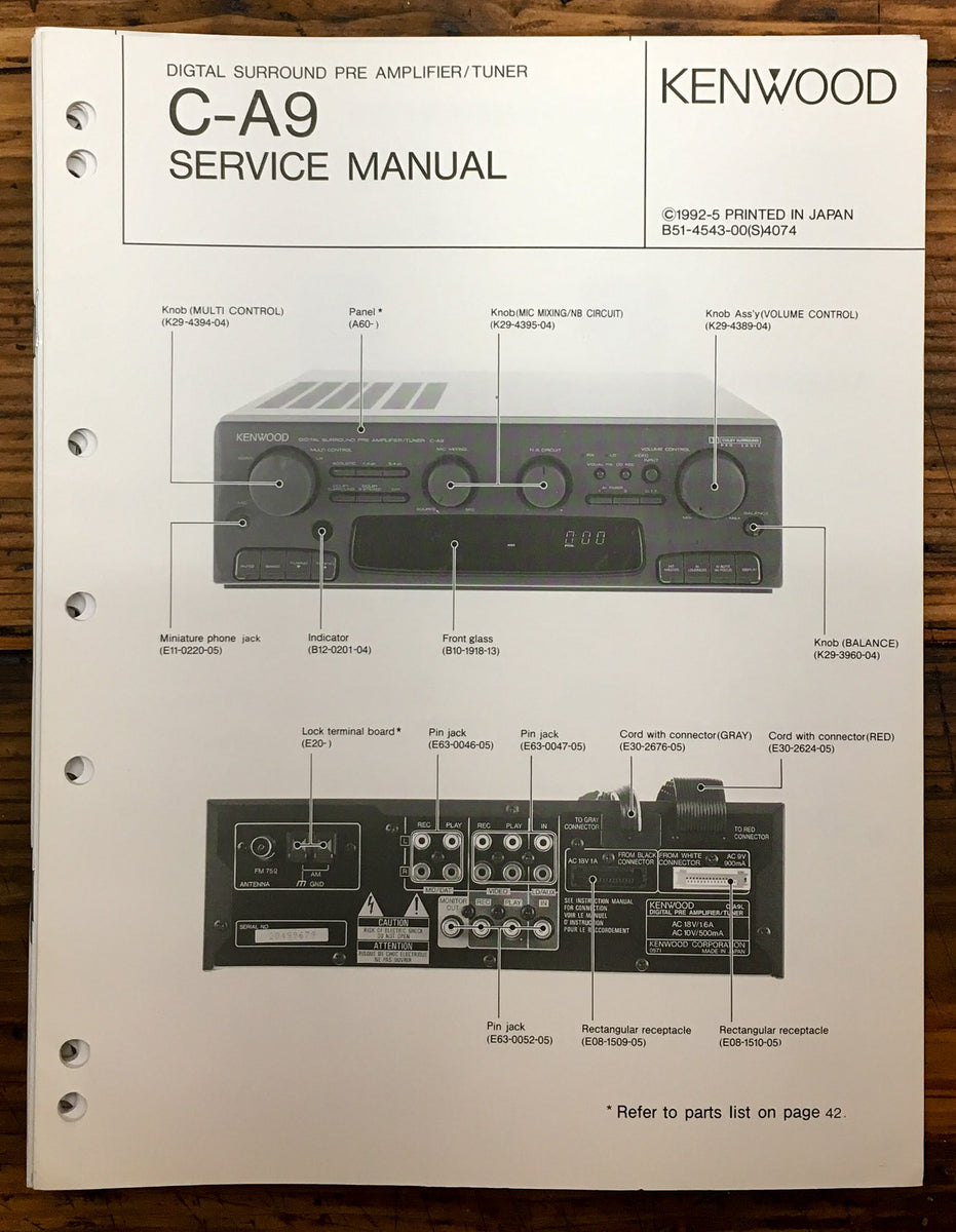 Kenwood C-A9 Stereo Service Manual *Original* – Vintage Audio Store ...