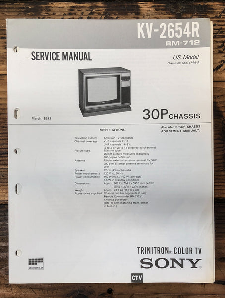 Sony KV-2654R TV  Service Manual *Original*