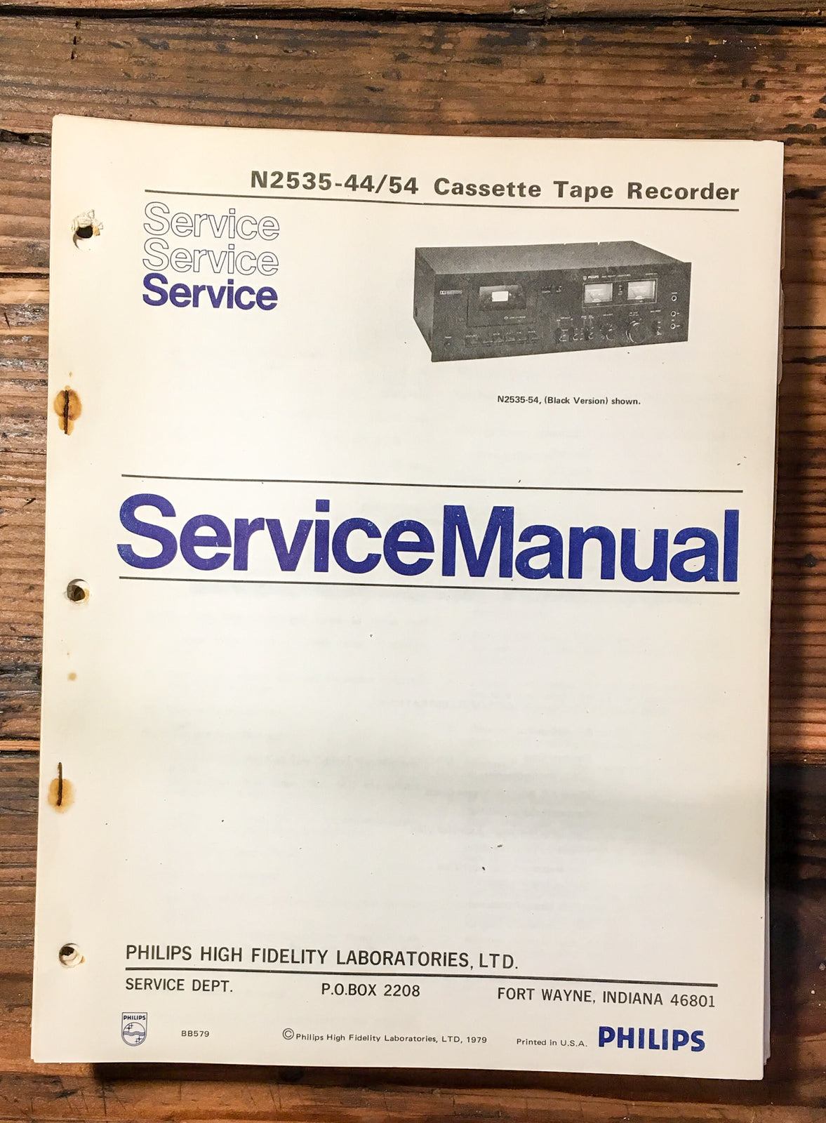 Philips N2535 -44 Cassette  Service Manual *Original*