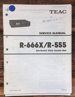 Teac R-666X R-555 Cassette  Service Manual *Original*