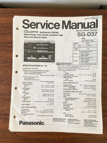 Panasonic SG-D37 Stereo Service Manual *Original*