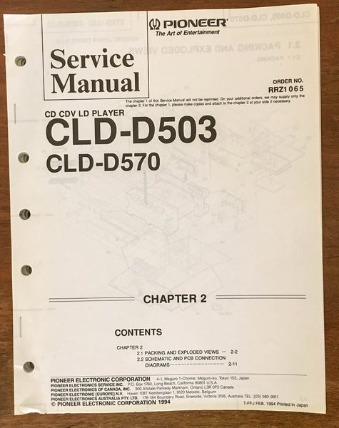 Pioneer CLD-D503 CLD-D570 CD CDV LD Player  Service Manual *Original*