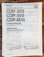 Sony CDP-350 CDP-550 CDP-M35 CD Player  Service Manual *Original*