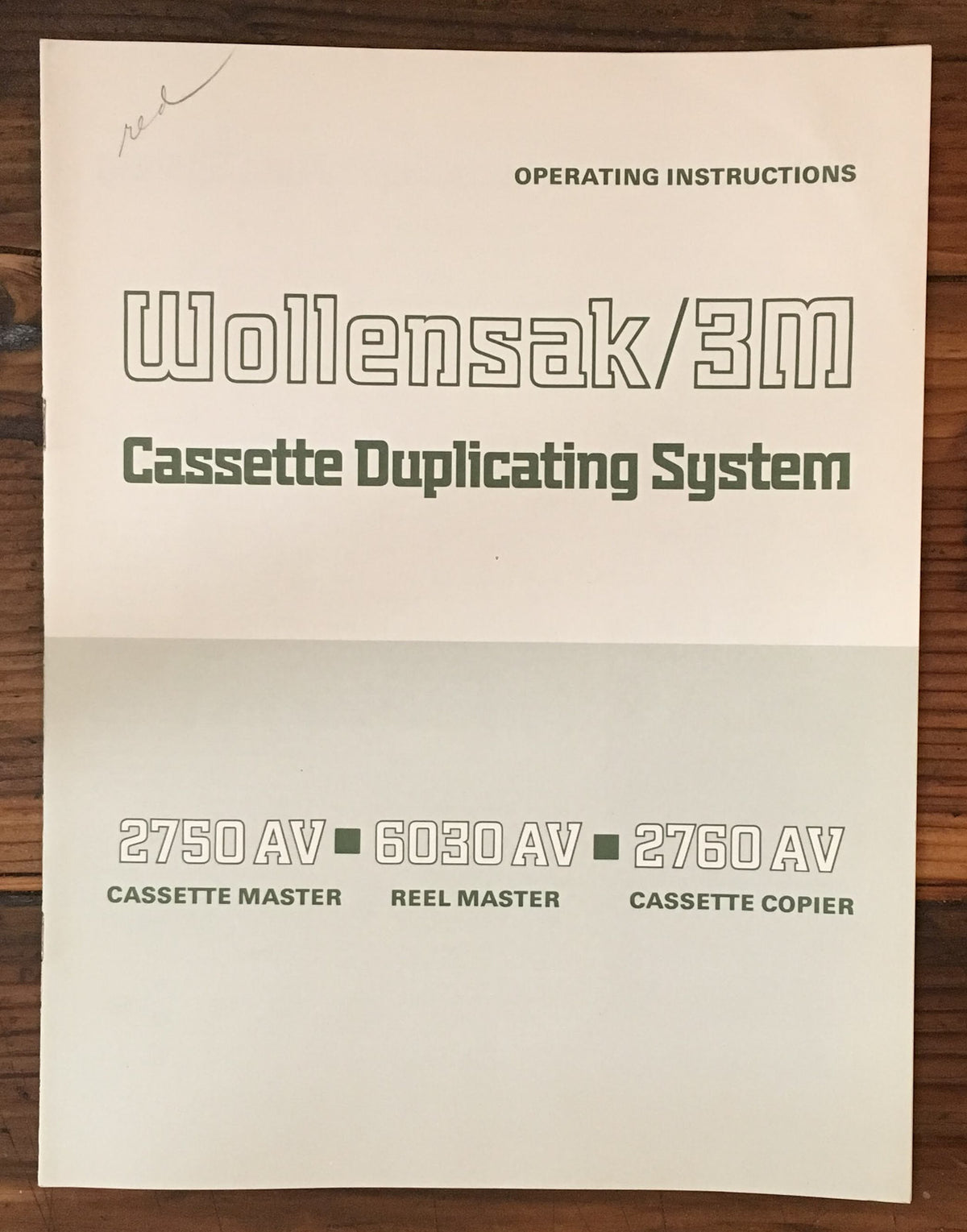 Wollensak 2750 AV 6030 AV 2760 AV Tape Duplicating  Owner Operating Manual *Orig