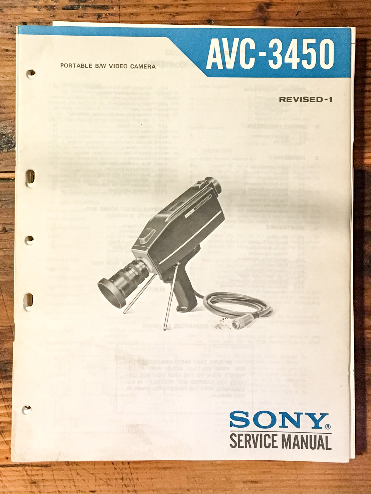 Sony AVC-3450 Video Camera Service Manual *Original*