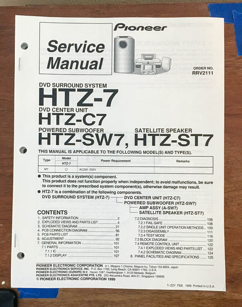 Pioneer HTZ-7 HTZ-C7 HTZ-SW7  Service Manual *Original*