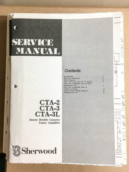 Sherwood CTA-2 CTA-3 CTA-3L Cassette Deck  Service Manual *Original*
