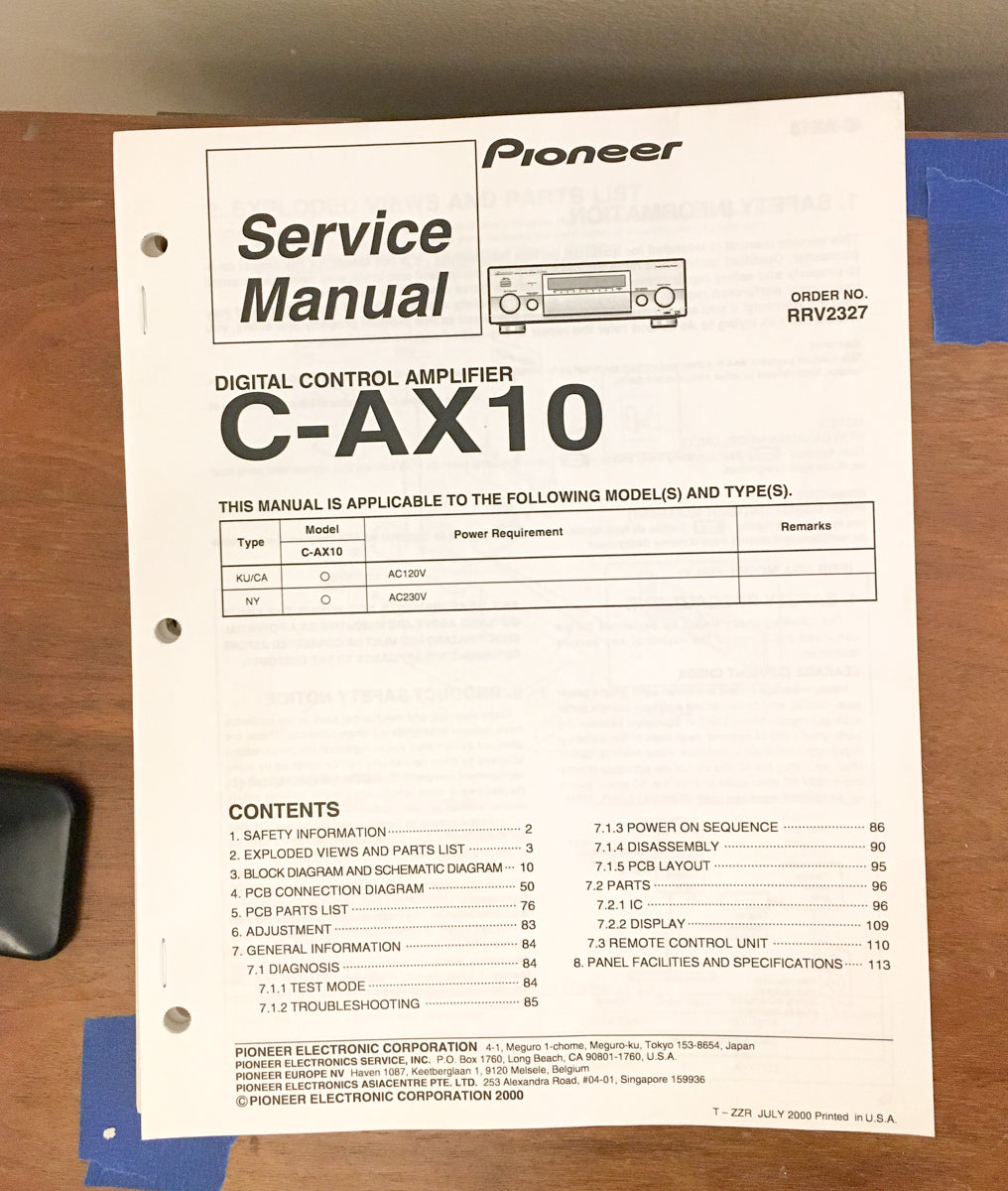 Pioneer C-AX10 Control Amplifier Service Manual *Original*