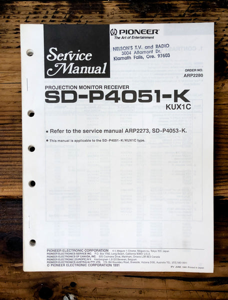 Pioneer SD-P4051-K TV Monitor  Service Manual *Original*