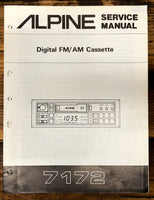 Alpine Model 7172 Car Radio Cassette  Service Manual *Original*