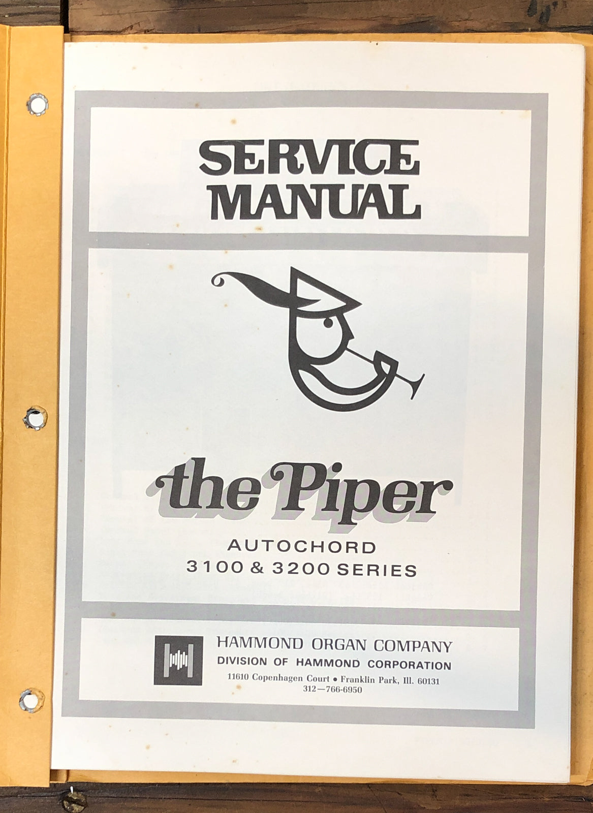 Hammond Organ The Piper Autochord 3100 3200 Series  Service Manual *Original* #2