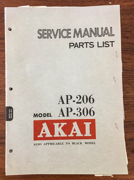 Akai AP-206 AP-306 Record Player Turntable Service Manual *Original*