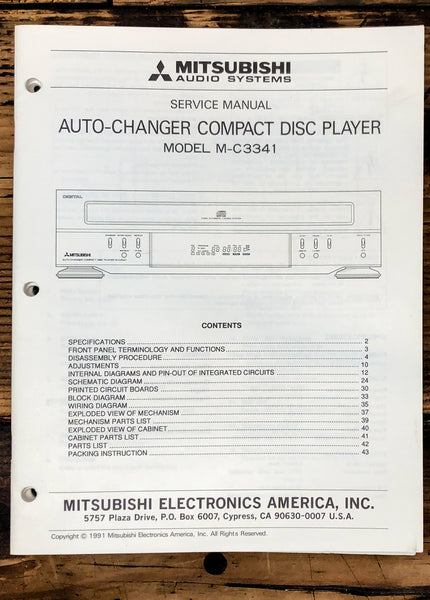 Mitsubishi M-C3341 CD Player Service Manual *Original*