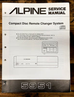 Alpine Model 5951 Car Stereo  Service Manual *Original*