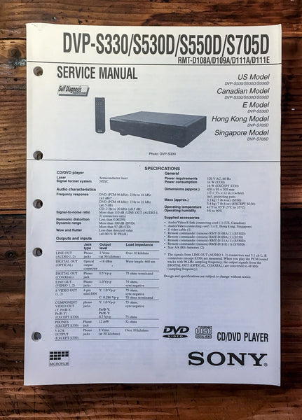 Sony DVP-S330 -S530D -S550D -S705D   Service Manual *Original*