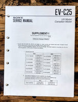 Sony EV-C25 Video 8 VCR Supp. Service Manual *Original*