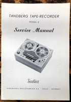 Tandberg Model 6 Reel to Reel Service Manual *Original*