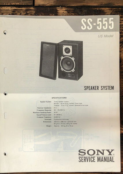 Sony SS-420 Speaker  Service Manual *Original*