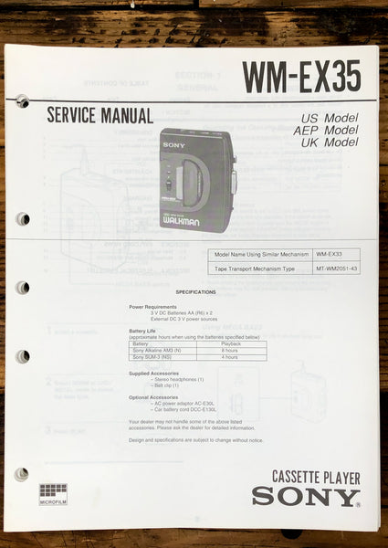 Sony WM-EX35 Radio Cassette  Service Manual *Original*