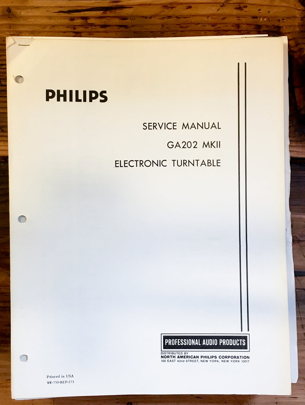 Philips GA-202 GA 202 MK II Record Player / Turntable Service Manual *Original*