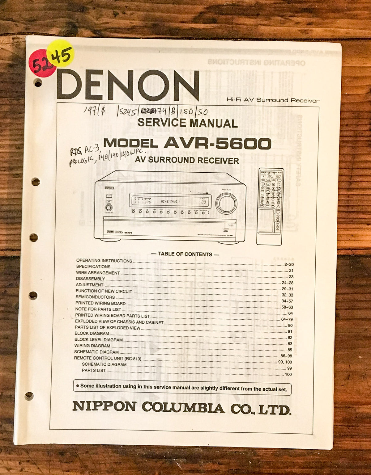 Denon AVR-5600   Service Manual *Original*