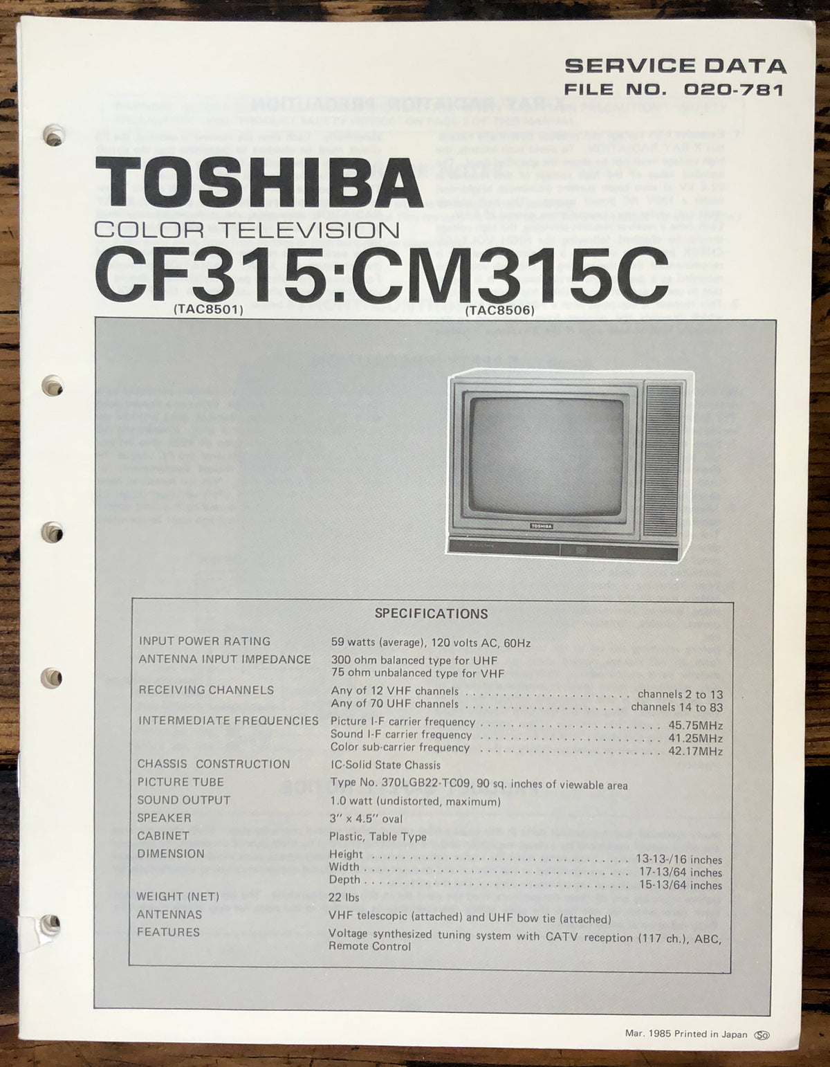Toshiba CF315 CM315C   Service Manual *Original*
