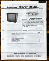 Sharp 20NV78 TV / Television Service Manual *Original*