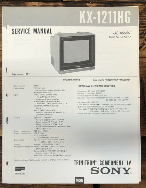 Sony KX-1211HG TV  Adjustment Manual *Original*