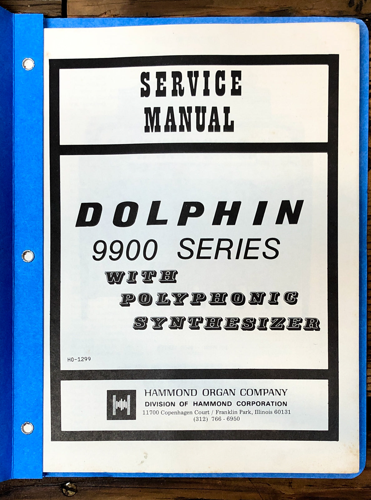 Hammond Organ Dolphin 9900 Series  Service Manual *Original*