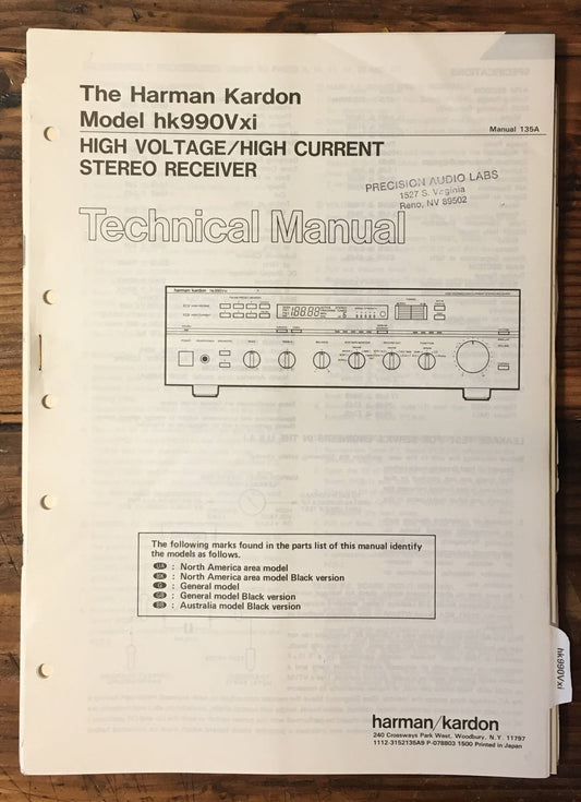 Harman Kardon HK990Vxi HK-990Vxi Receiver Service Manual *Original*