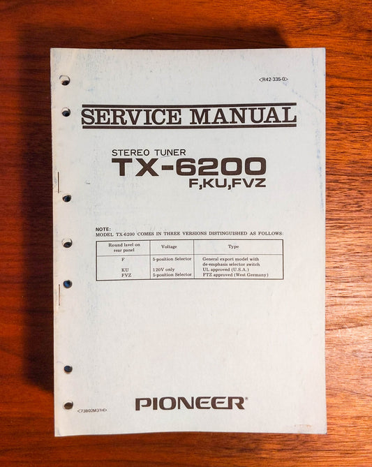 Pioneer TX-6200 Tuner Service Manual *Original*