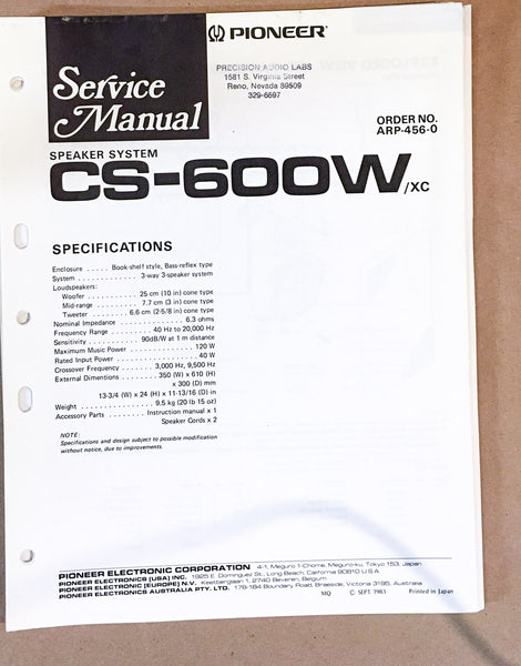 Pioneer CS-600W SPEAKER Service Manual *Original*