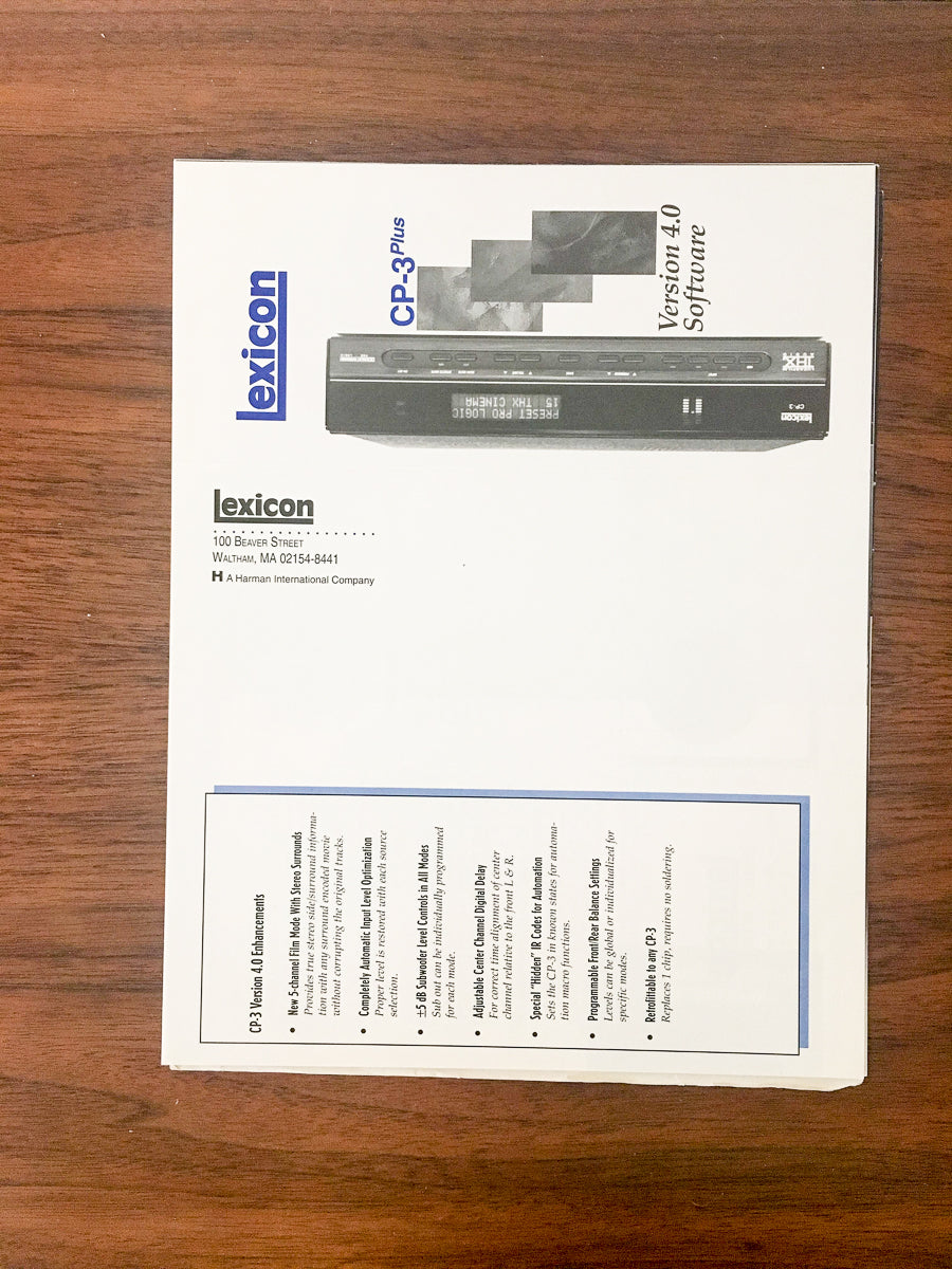 Lexicon CP-3 Plus Processor Dealer Sales Sheet / Specs *Orig*