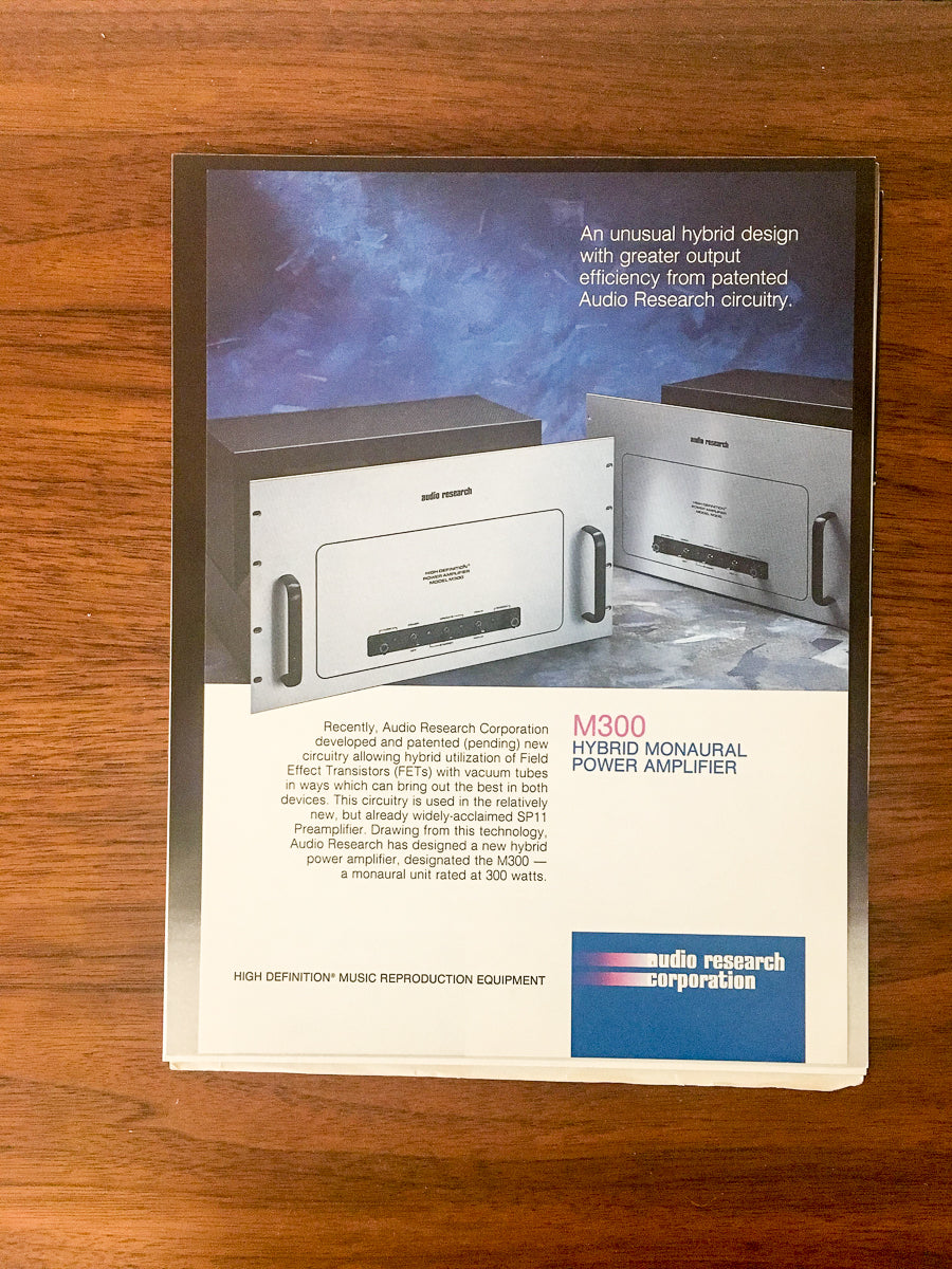 Audio Research M300 / M-300 Amplifier Dealer Sales Sheet / Specs *Orig*