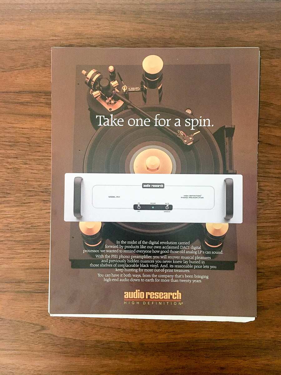 Audio Research PH1 / PH-1 Phono Preamp Dealer Sales Sheet / Specs *Orig*