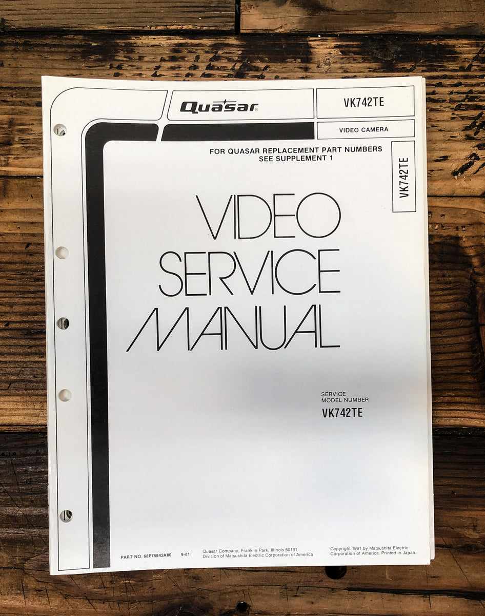 Video Camera Service Manual *Original* – Vintage Audio Store - Vintage ...