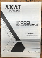 Akai S-1000 S1000 Sampler  Owner / User Manual *Original*