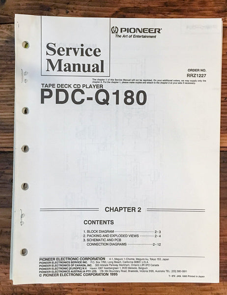 Pioneer PDC-Q180 CD Player  Service Manual *Original*